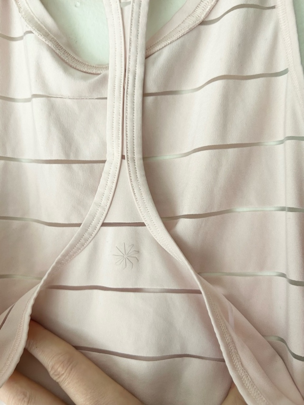 Athleta Light Pink XS Stripe Mesh Chi Tank Racerback Workout Top - Picture 6 of 8